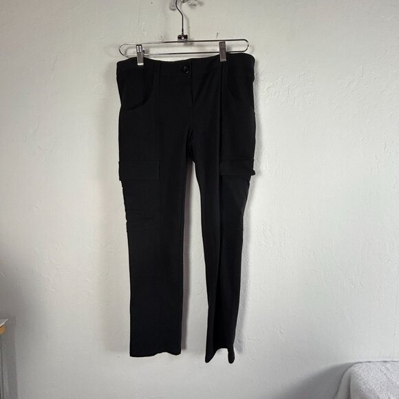 Theory Womens Straight Leg Cropped Cargo Pants Size 6 Black Stretch Low-Rise - Picture 1 of 9